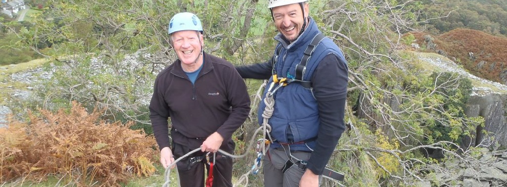 Lake District abseiling; our frinely instructors will help you have fun.